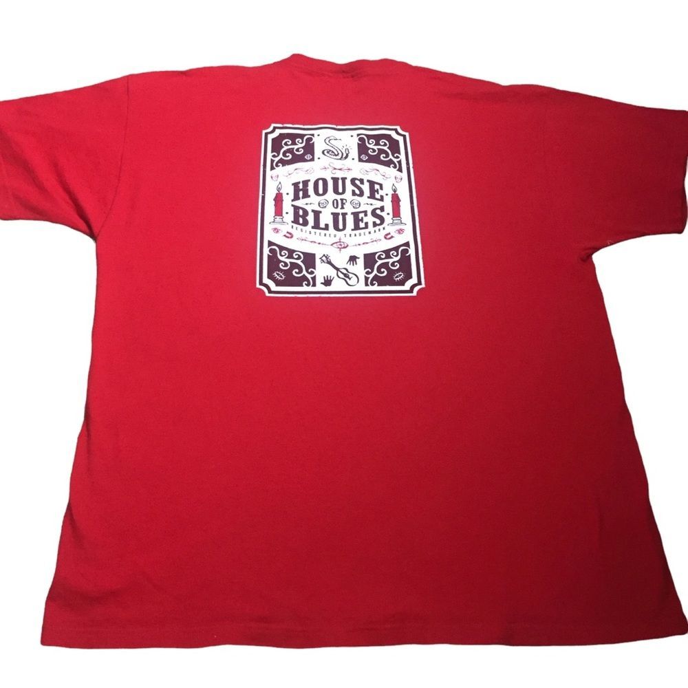 House of Blues Las Vegas Short Sleeve T-Shirt  Size 2XL Red Snake Guitar